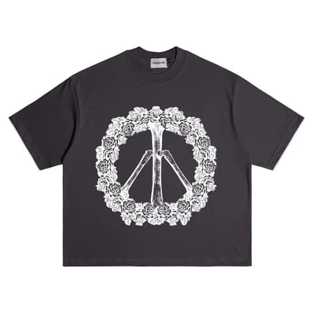 Lessegos Boxy Tshirt Rose Peace 24s Dark Grey