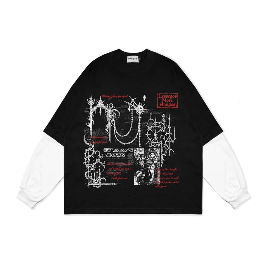 Lessegos Longsleeve Double Layer Boxy Fit Noctum Hitam